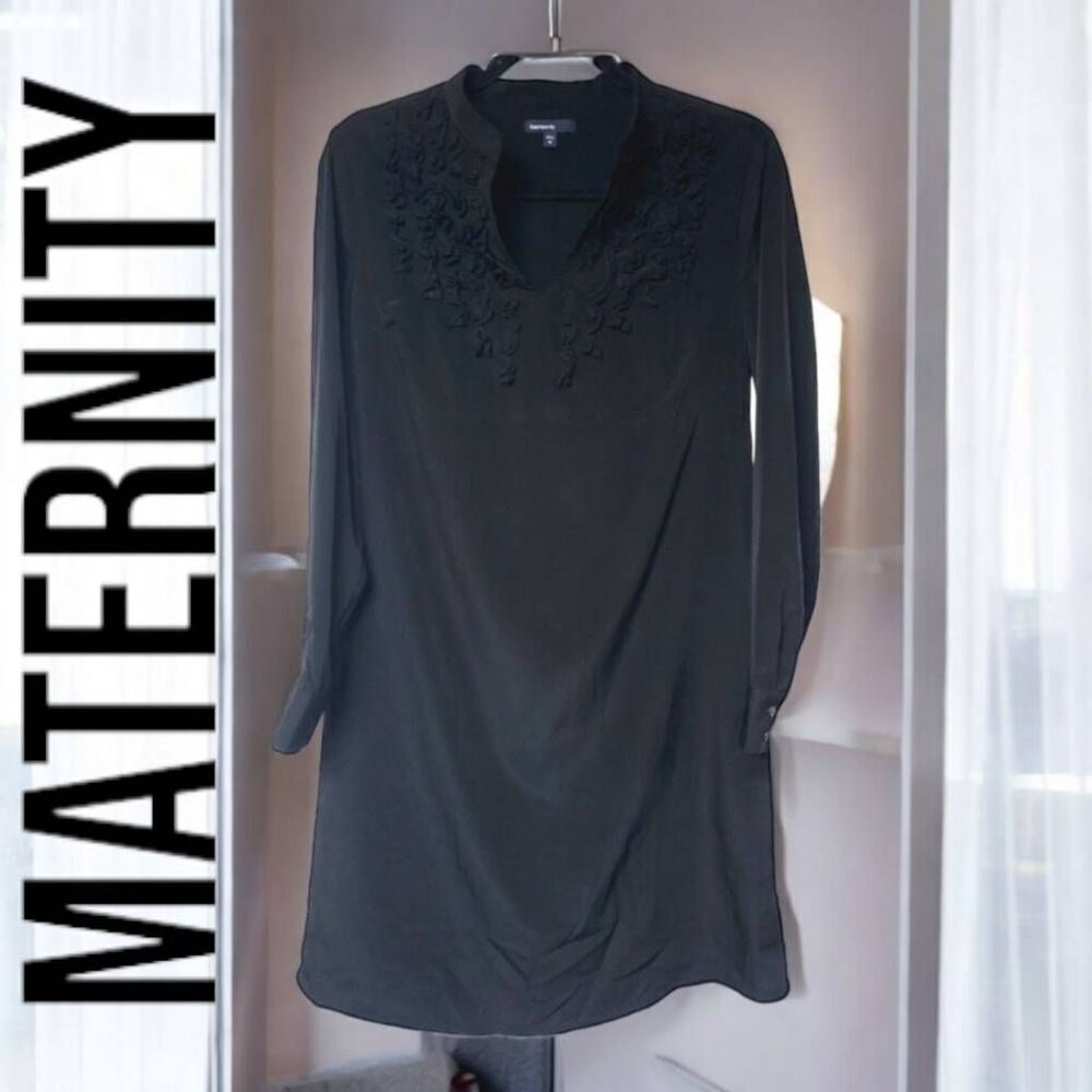 GAP maternity minimalist discreet Chic black dress office night out goth XS